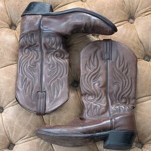 Abilene Men's Leather Western Boots Brown Size 9 EE 11 Inch Pointed Toe